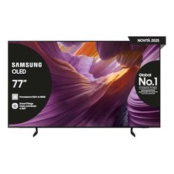 SAMSUNG Smart TV 77'' QE77S85FAEXZT OLED 4K, NQ4 AI Gen2 Processor, 4K AI Upscaling, Glare Free, Dolby Atmos & OTS Lite, Contour Design, edizione speciale PACCHETTO INTRATTENIMENTO, 2025, 77"