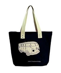 BRISA VW Collection Volkswagen T1 Bus Transporter Canvas Shopper Zak - Zwart