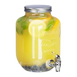 Relaxdays Dispensador de bebidas com torneira, vidro, vintage, distribuidor de refrigerantes, 3,5 l, transparente