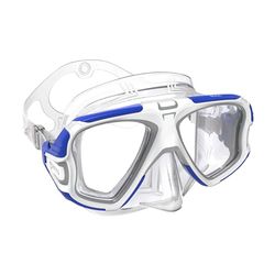 Mares Edge Duikmasker met geïntegreerde gespen op het frame, voor volwassenen, eenheidsmaat, blauw en transparant