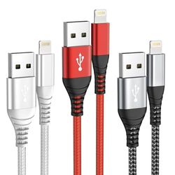 Cavo iphone 2 Metri USB 3pezzi,Cavo Ricarica iphone MFI，Nylon Cavo USB Lightning Filo Caricatore iPhone Caricabatterie per Iphone 14 13 Pro Max 12 11 Xr Xs X 8 7 6s 6 Plus Se Ipad Airpods