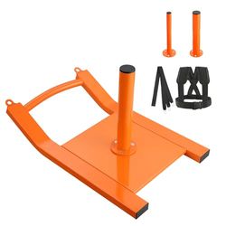 VEVOR Gewichtstraining trekslee, fitness kracht snelheid training slee, stalen power slede trainingsapparatuur voor atletische oefeningen en snelheidsverbetering, geschikt voor 1 "en 2" halterschijf,