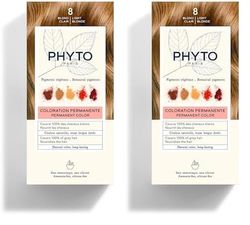 Phyto Phytocolor 8 Biondo Chiaro Colorazione Permanente Senza Ammoniaca, Copertura Capelli Bianchi (Confezione da 2)