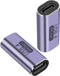 PremiumCord Adaptador USB 4, USB-C Hembra a USB-C Hembra F/F, UltraSpeed 40Gbps, Puerto USB Tipo C, Aluminio, Color Gris Espacio