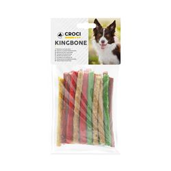 Croci King Bone - Bastoncino Snack premio masticativo per cani in Pelle Bovina, dental stick per la pulizia dei denti, 13 cm - 25 pz