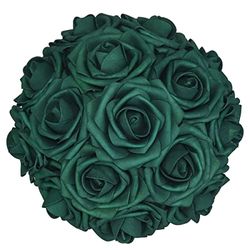 Alifst Lot de 50 Roses artificielles en Mousse au Toucher réaliste pour Mariage, Demoiselle d'honneur, Centre de Table, fête - Vert Militaire