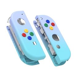eXtremeRate DIY Replacement Shell Buttons for Nintendo Switch & Switch OLED, Gradient Violet Blue Housing Case with Corlorful Button for Joycon Handheld Controller [Only the Shell, NOT the Joycon]