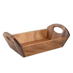 TandG Woodware DH176 Rectangular Display Tray, 2 Rounded Cut Out, Handles, Acacia