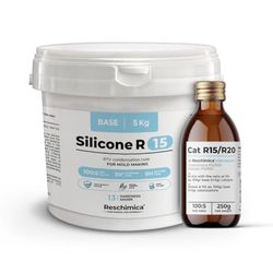Gomma Siliconica Liquida Bicomponente R15, ideale per Stampi in Silicone morbidi, Indurimento Rapido, stampi fai da te, Ideale per Realizzare Stampi per resina,cera,gesso e cemento (5 kg)