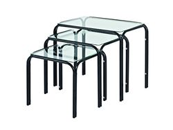 HAKU Möbel 60529 3-delige tafel, glas, zwart, 50 x 40 x 8 cm