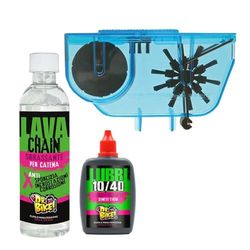 DR. BIKE Kit manutenzione bike. Kit pulizia bici e mtb per catena con macchinetta lavacatena, sgrassante catena 250ml, lubrificante sintetico catena bicicletta 75ml. Pulisci catena bici professionale.
