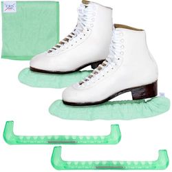 CRS Cross Ensemble cadeau de protections de patinage, de trempettes et de serviette – Protections de patinage sur glace et housses de lames de skate souples pour patinage artistique ou hockey (menthe,