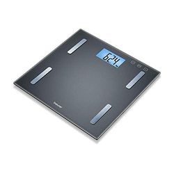 Beurer BF180 - Báscula digital de vidrio, IMC, LCD XL, 180 kg / 100 gr, apagado automatico, indicador de bateria baja, gran plataforma, color negro