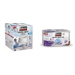 Rubson AÉRO 360° Absorbeur d'Humidité spécial Salle de Bain, Déshumidificateur anti-odeur et anti-humidité, inclus 1 recharge neutre et 4 recharges à la lavande de 450 g