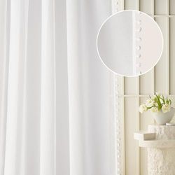 ROOM99 Rideau Voilage Transparent avec Galon Fronceur Malia Spirit 140 x 260 cm Décorations pour Maison Salon Chambre Fenêtre Intérieur Plumetis Blanc, 1 pièce
