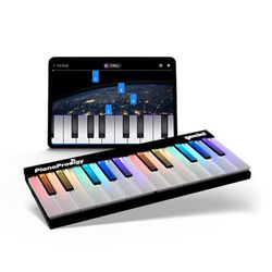 Gemini Sound PianoProdigy: GPP-101 24-toetsen verlicht draadloos MIDI-toetsenbord | Voor het geluid moet verbinding worden gemaakt met iOS-/Android-apparaat | Uitbreidbaar, Bluetooth, draagbaar