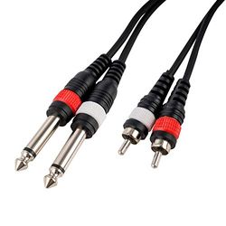 CASCHA Professional Audio Cable, 2 x jack 6.3mm Male to 2 x RCA Chinch Male, 6m Length, Black