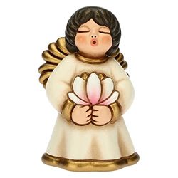 THUN - Ángel guardián con Flor de Loto - Cerámica - Living, Iconos - 4,8x5x7,5 cm h