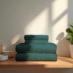 TRAMAS+ PimpamTex - Set of 6 Premium Towels 700 g, 4 Hand Towels 50 x 100 cm and 2 Bath Towels 70 x 140 cm, 100% Cotton, Quick Drying and Absorbent – (Mint Green)