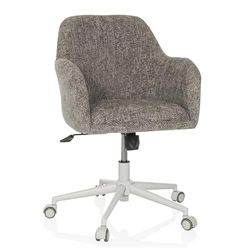 hjh LIVING Homeoffice krzesło tapicerowane SOLAO Home krzesło biurowe, krzesło obrotowe z regulacją wysokości, funkcja przechylania, materiał szary