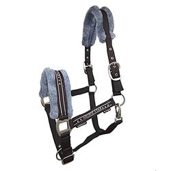Horsenjoy Licol pour Cheval - en Fausse Fourrure - Noir