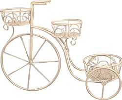 Vigor Porte-Fleurs Fer Forgé Blanc Vélo 3 Paniers