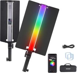 NEEWER RGB2 Bacchetta Luminosa LED RGB+Barndoor Metallo, Maniglia, Controllo Barra Touch/APP/2.4G, Portatile Magnetica Ricaricabile, Luce Tubo per Video/Foto Dimmerabile, 2500K-10000K CRI98+ 18 Scene