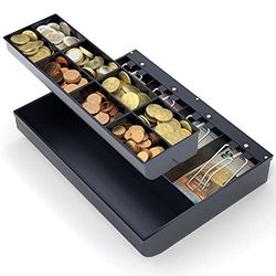 ACROPAQ - Plateau de tiroir-caisse - Compatible avec tous les tiroirs-caisses de 33 cm de large, 4 compartiments à monnaie et 8 compartiments à billets - Noir