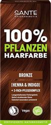 SANTE Naturkosmetik 100% colore per capelli vegetali in polvere 03 bronzo, colorazione vegana per capelli con henné biologico e indaco, in bronzo a lunga durata, copertura grigia naturale e