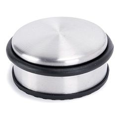 Oxid7® 1 x batente de porta em aço inoxidável escovado mate 4,5 cm de altura, 10 cm de diâmetro, tampa de porta maciça, 1,1 kg, também para portas pesadas, 3 anéis de borracha
