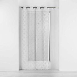 Douceur d'Intérieur, Voilage à Oeillets (140 x 240 cm) Olympia Gris, Voile Sablé Brodé