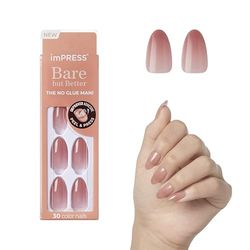 Kiss imPRESS - Bâtons de Manucure Sans Colle Sérénité Rose Moyen Taille Moyenne Forme Amande + 30 Ongles