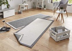 NORTHRUGS Tappeto Panama per interni ed esterni, 80 x 250 cm, resistente alle intemperie, moderno design a tinta unita con bordo, per balcone, terrazza, giardino, giardino d'inverno, soggiorno,