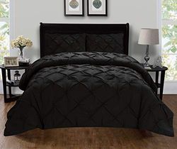 Elegant Comfort Luxury Super-Soft Coziest 1500 Thread Count Egyptian Quality 3-Piece Pintuck Design Duvet Cover Set, Wrinkle-Free, Full/Queen, Black