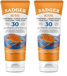 Badger Mineral Sunscreen For Kids | SPF 30 Zinc Sun Cream | Organic & Gluten Free | Protects From UV Rays (87ml) (Pack of 2)