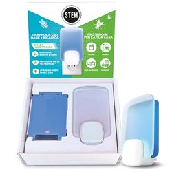 STEM Trappola LED Antimosche, Antimoscerini e Antitarme, Senza Insetticida, Protezione 24/7 dagli Insetti Volanti, per Uso Interno, 1 Base e 1 Ricarica