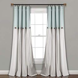 Lush Decor Linnen knop nieuw venster gordijn paneel (enkel paneel), 108" L x 40" W, blauw en wit