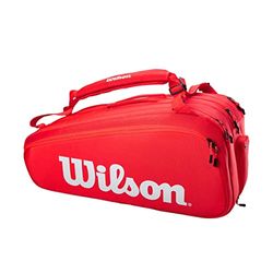 Wilson Super Tour, 15 Pezzi, Borsa Unisex-Adulto, Rosso/Bianco, Holds up to Rackets