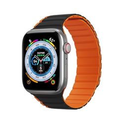 HJPOQZ DUX DUCIS [LD] Series - Correa de reloj diseñada para Apple Watch de 38 mm, 40 mm, 41 mm, correa magnética de repuesto para reloj, color negro y naranja