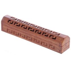 lotusandlime Sheesham-Scatola di incenso in Legno con traforatura Geometrica, Misto, Height 6cm Length 31cm Depth 6cm