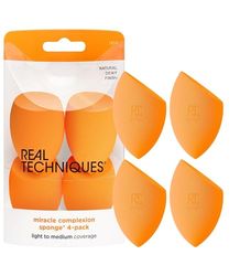 Real Techniques, Esponja para maquilhagem facial - 50 g, 4 unidades