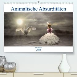 Animalische Absurditäten mit Planer (hochwertiger Premium Wandkalender 2024 DIN A2 quer), Kunstdruck in Hochglanz: Surreale Begegnungen mit Tieren.