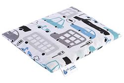Medi Partners Almohada de hueso de cereza grande Cojín Térmico 500g Rectangular 20x25cm eco natural 100% algodón terapia de calor + frío terapia de masaje (Coches grises)