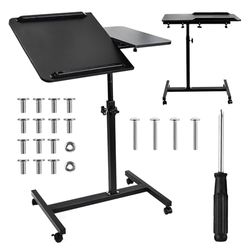 Maclean Table Portable | Hauteur réglable de 59 à 89 cm | Plateau Double inclinable jusqu'à 90° | Roues avec Frein | Capacité de Charge jusqu'à 30 kg | Table Ergonomique pour Ordinateur (Noir)