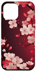 iPhone 13 Pro Max Japanese Pink Cherry Blossom Sakura Flower Red Blackground Case