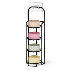 SpaceAid, Jabonera de 4 Niveles para Ducha, Soporte autodrenante de Pastilla de jabón o champú para Pared de baño y Fregadero de Cocina, Barra de Acero Inoxidable, Negro
