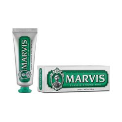 Marvis Tandkräm Classic Strong Mint, 25 ml, aromatisk tandkräm i resestorlek för friskt tandkött och långvarig friskhet, tandkräm med smak av mynta