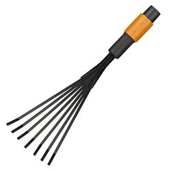 Fiskars Escova pequena para folhas, cabeça de ferramenta QuikFit, 7 dentes, comprimento: 12 cm, dentes de aço, preto/laranja, QuikFit, 1001412