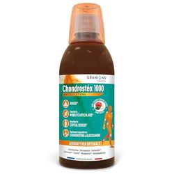 Granions Chondrostéo + 1000 Articulations LIQUIDE - 500ml - Glucosamine, Chondroïtine Curcuma, Cuivre Harpagophytum Manganèse Camomille - Triple Action : Apaise, Mobilité Articulaire et Capital Osseux