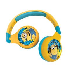 Lexibook - Universal Minions - Casque Audio 2-en-1 Bluetooth et Filaire, Stéréo, sans fil, filaire, son limité, pliable, ajustable, batterie rechargeable, Jaune, HPBT010DES
